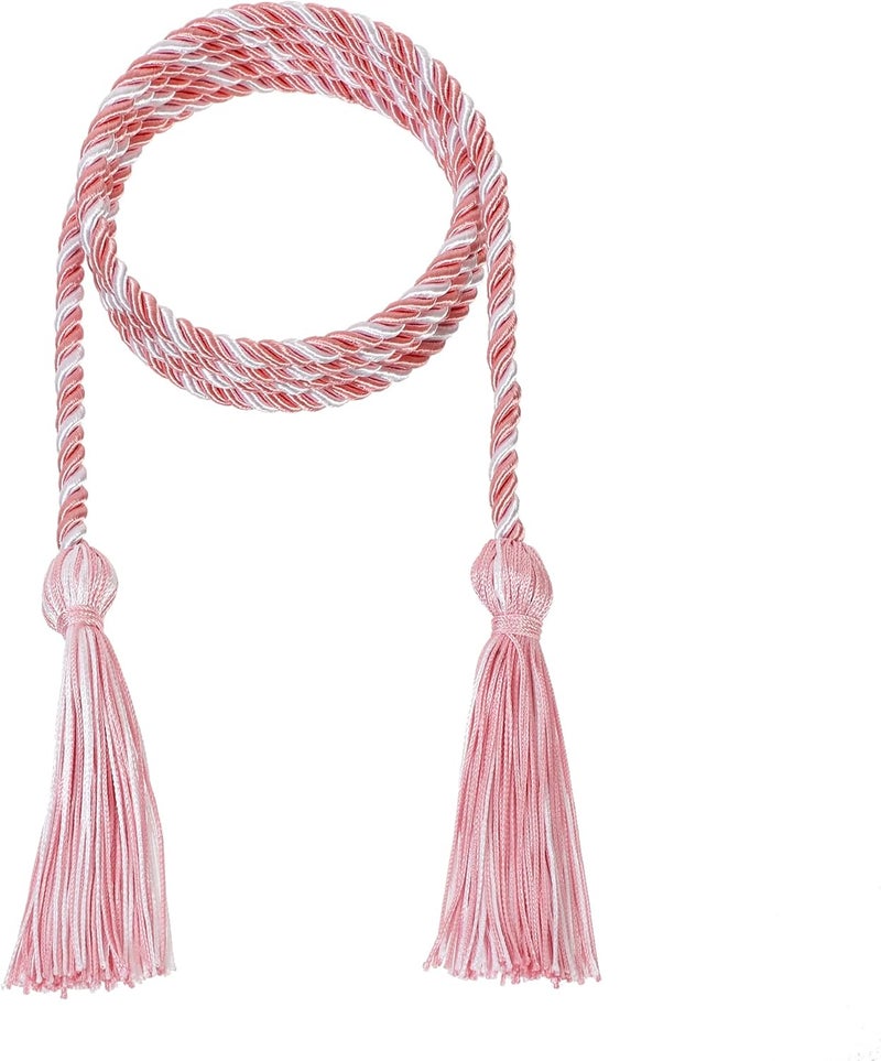D DODOU 10 Pieces Graduation Cords Polyester Graduation Honor Braided Cords with Sewing Tassels for Bachelor, Master, Doctor 68" Long (Pink White) - Image 2